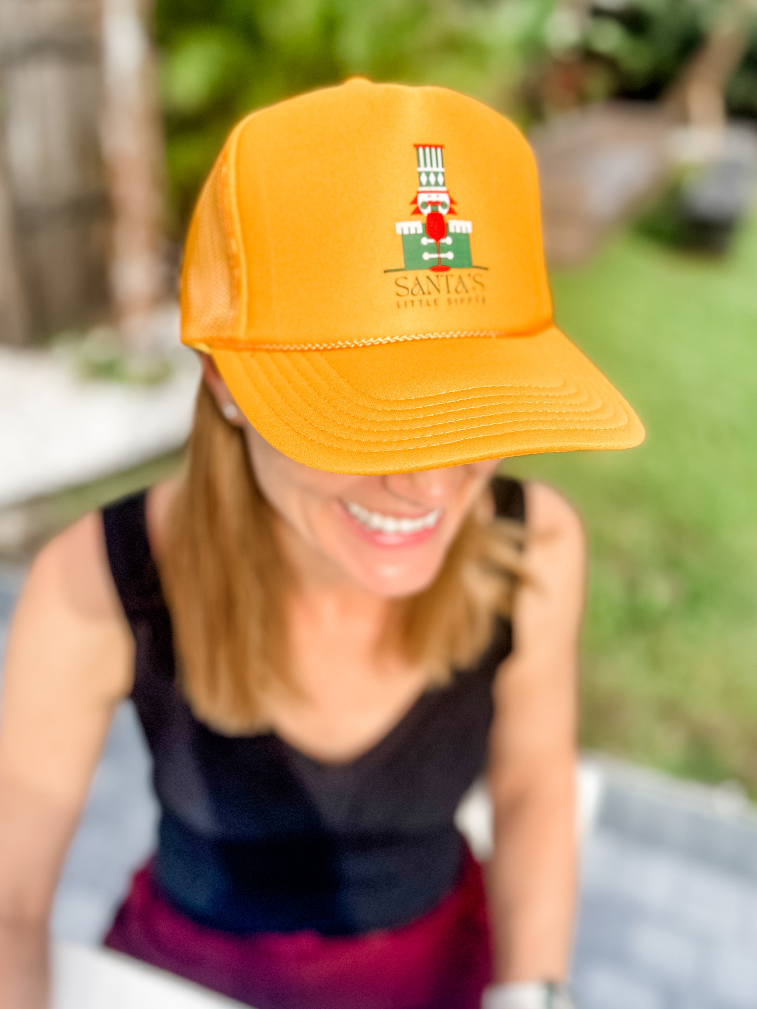 gold santas little helper foam trucker hat perfect gift for a wine lover for holiday or christmas