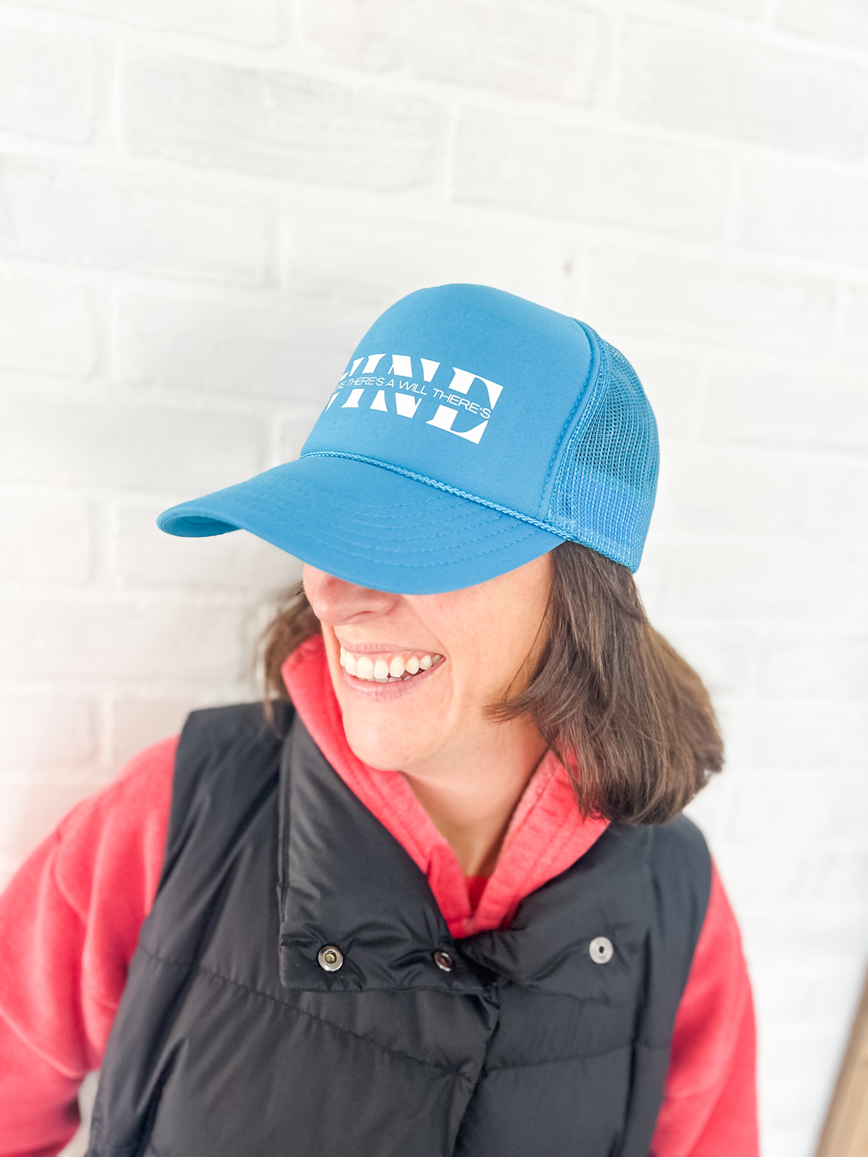 where theres a will theres wine corkie wine apparel foam trucker trademark