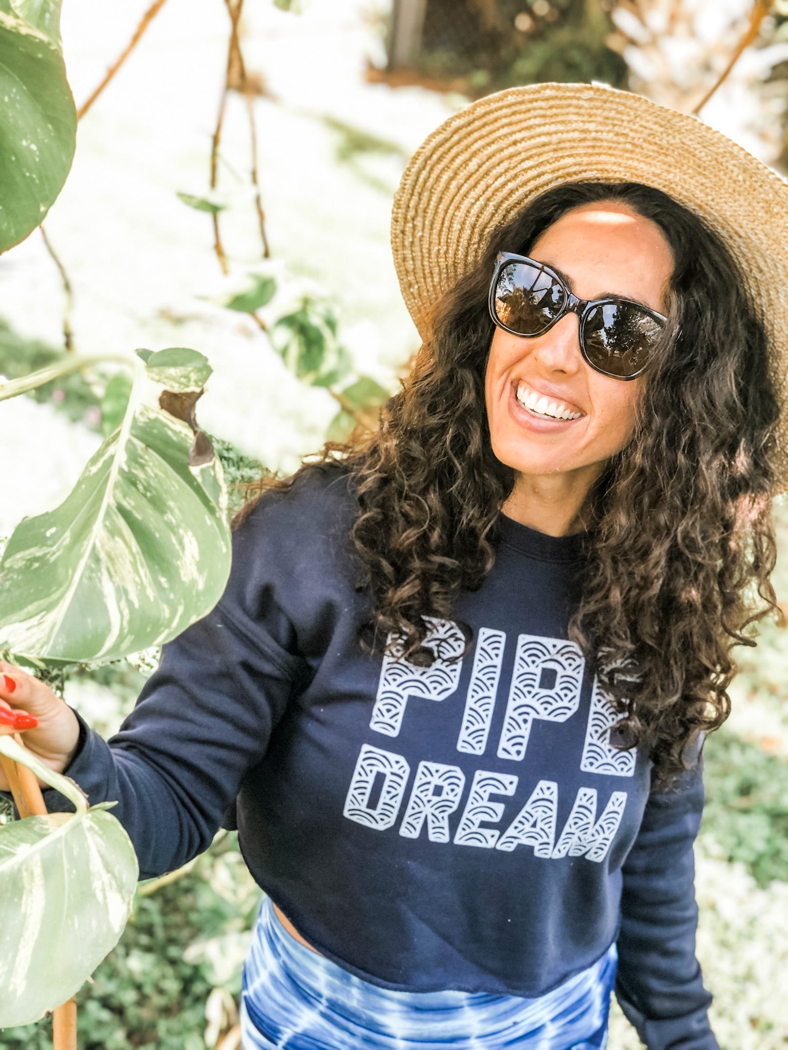 admirals daughters navy blue pipe dream cropped surf sweatshirt