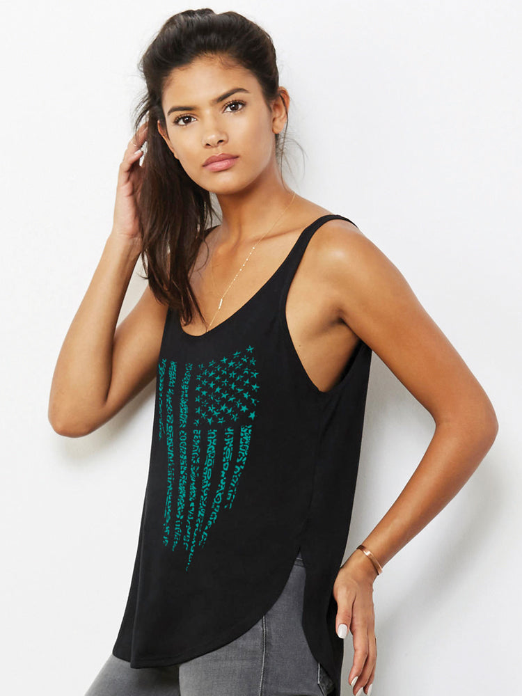 JAGS CLAWED FLAG BLACK & TEAL SIDE SLIT TANK