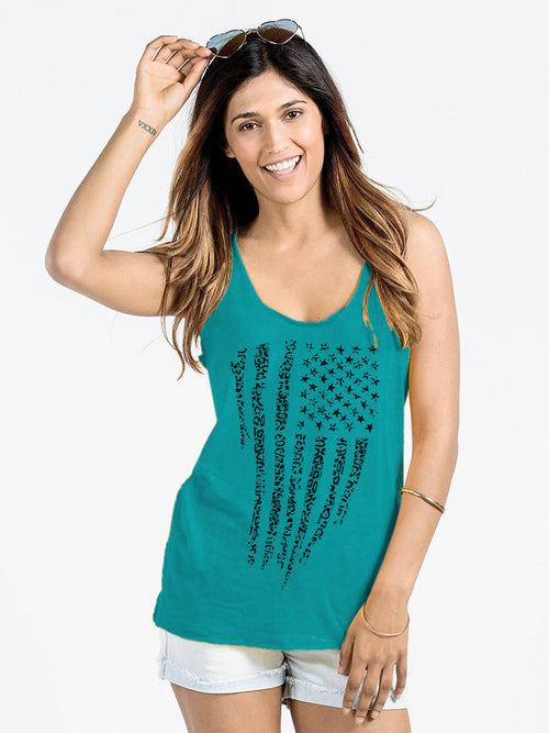 the admiral's daughters jacksonville jaguars teal clawed american flag racer back tank