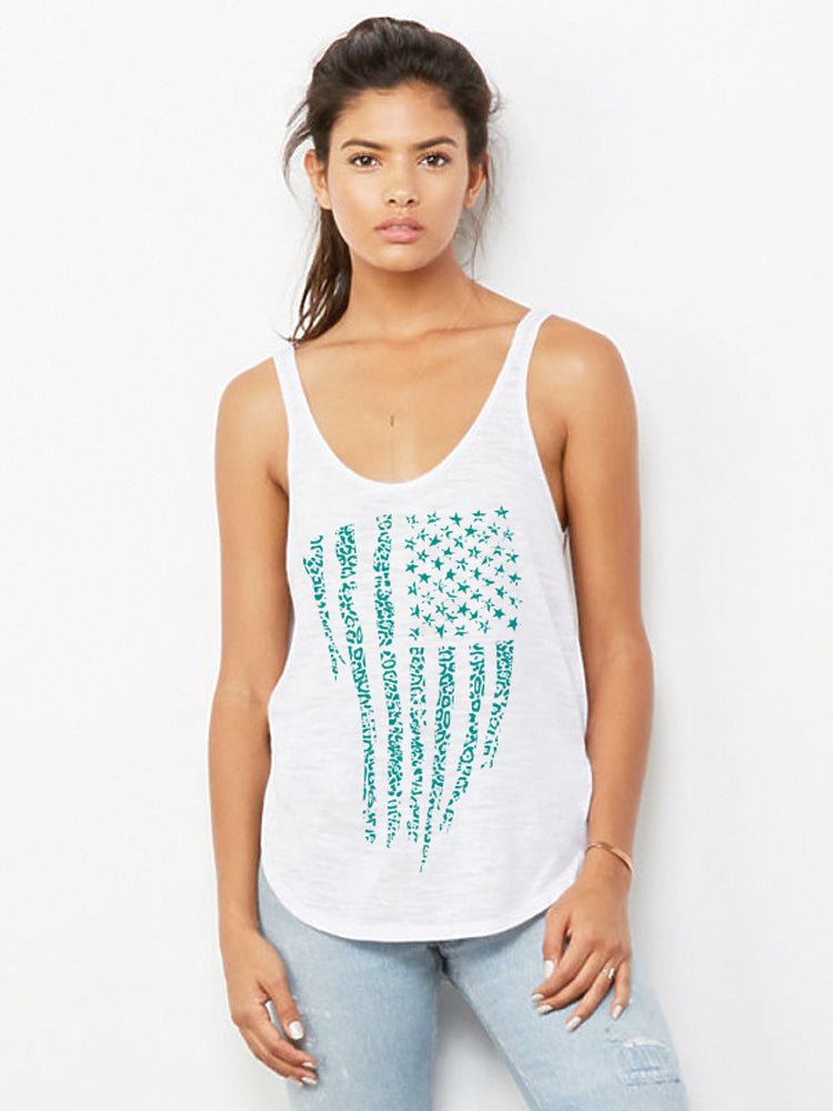 JAGS CLAWED FLAG WHITE & TEAL SIDE SLIT TANK
