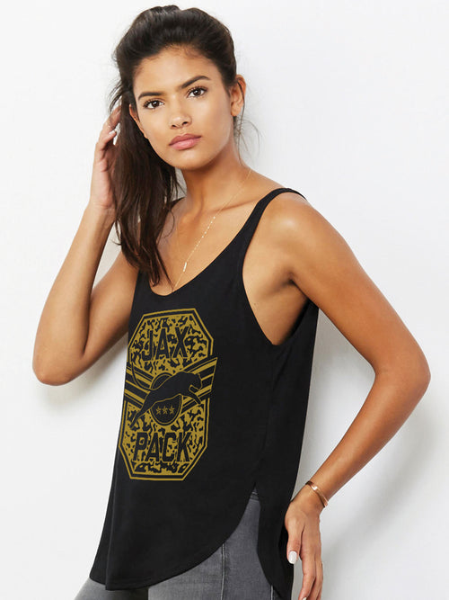 the admiral's daughters black and GOLD Jax Pack jacksonville jaguars tank top with side slit