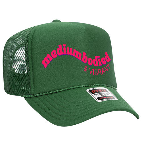 corkie wine lovers apparel medium bodied and vibrant green trucker hat trademark