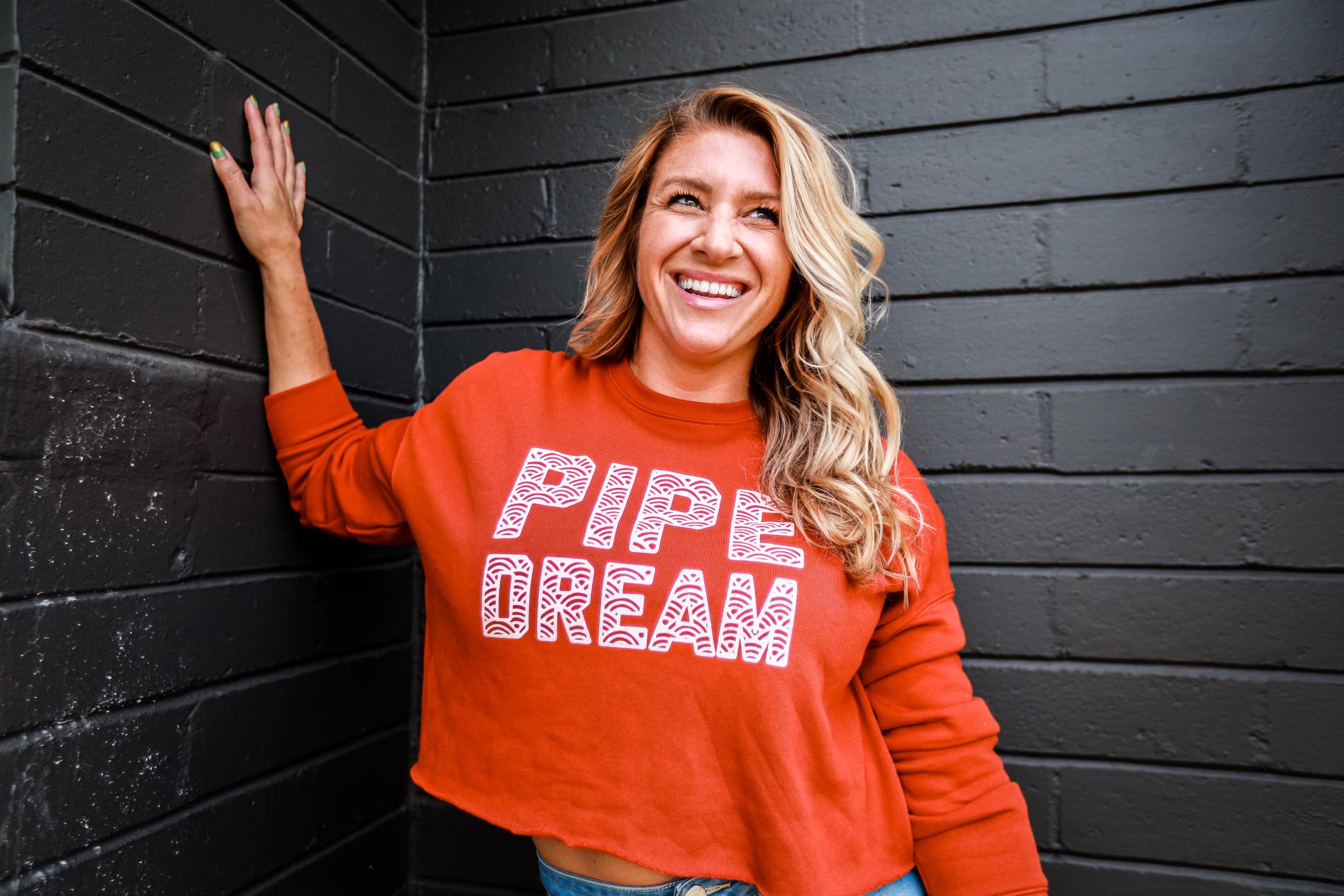 admiral's daughers pipe dream brick cropped fleece sweatshirt mermaid florida