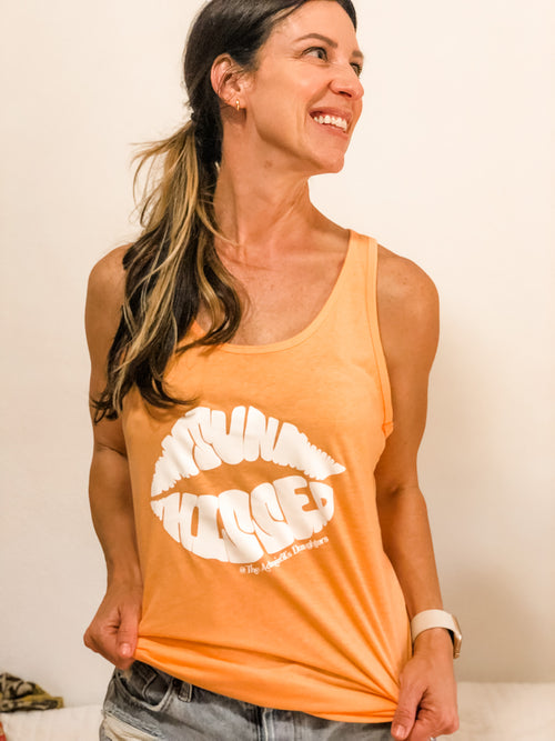 admirals daughters orange mermaid sun kissed sunkissed lips racer back tank
