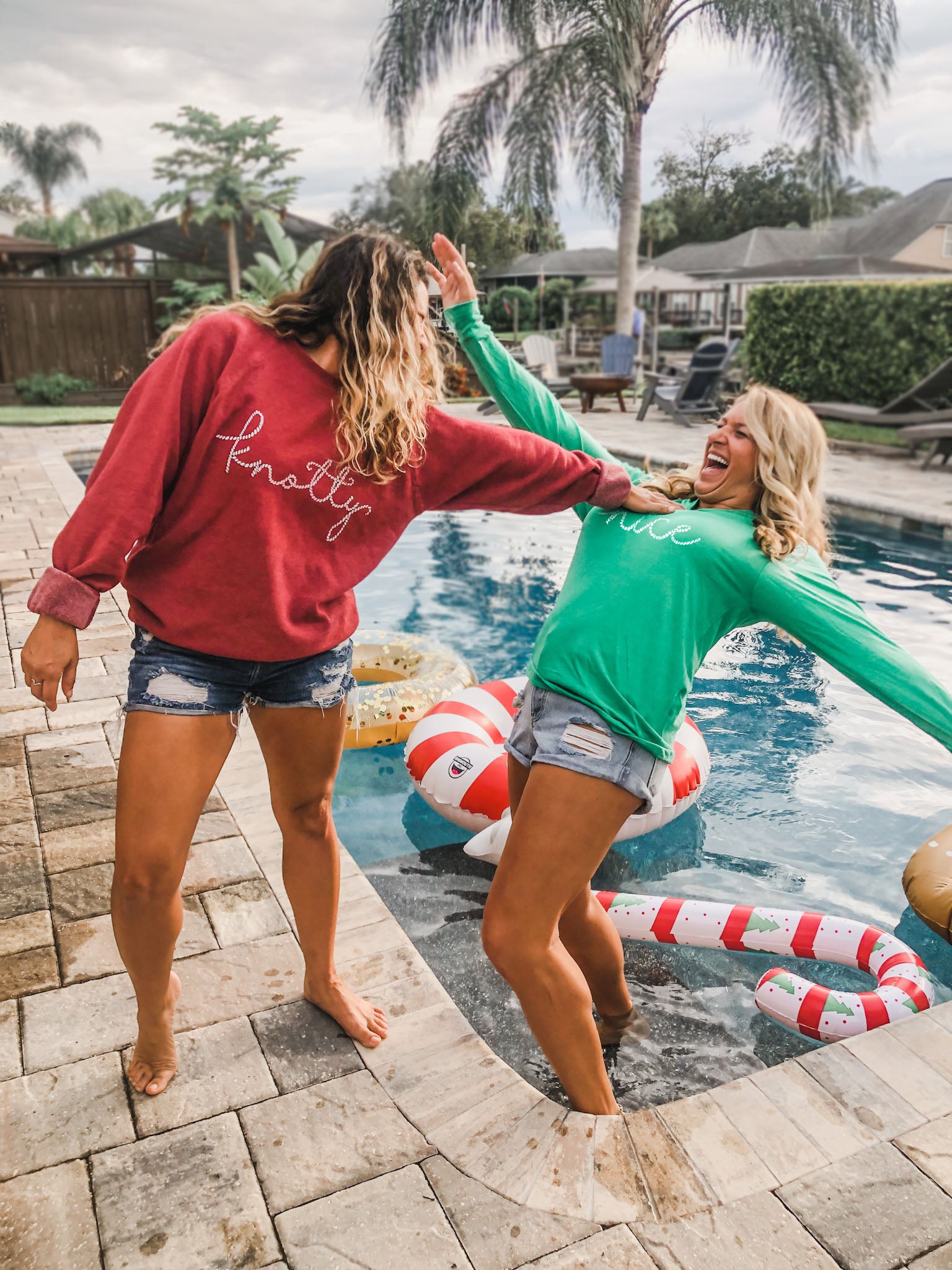 the admirals daughters NICE list knotty christmas holiday green long sleeve hoodie 