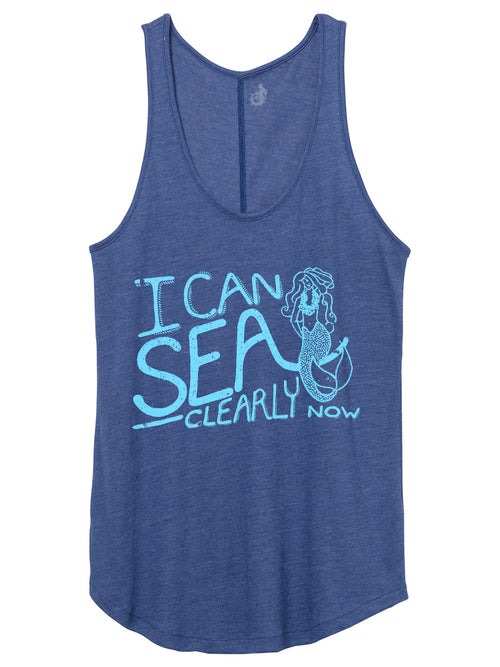 I can sea clearly now see earth day 2020 mermaid coral royal blue tank ocean conservancy