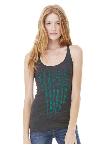 JAGS CLAWED FLAG WHITE & TEAL SIDE SLIT TANK