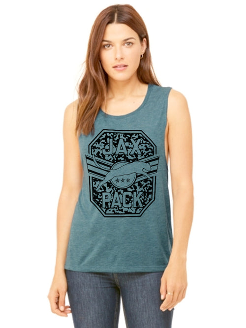 the admiral's daughters heather teal and black Jax Pack jacksonville jaguars muscle tank top 