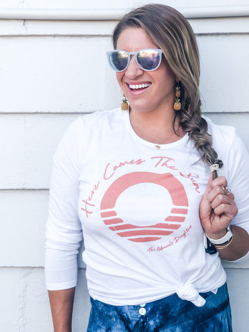 here comes the sun beatles lyrics sunset sunrise vintage white t shirt the admirals daughters jacksonville florida