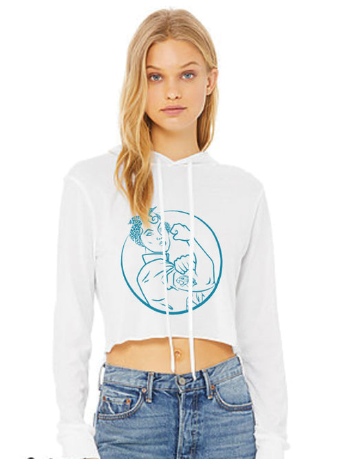 JAGS ROSIE THE RIVETER WHITE CROPPED HOODIE