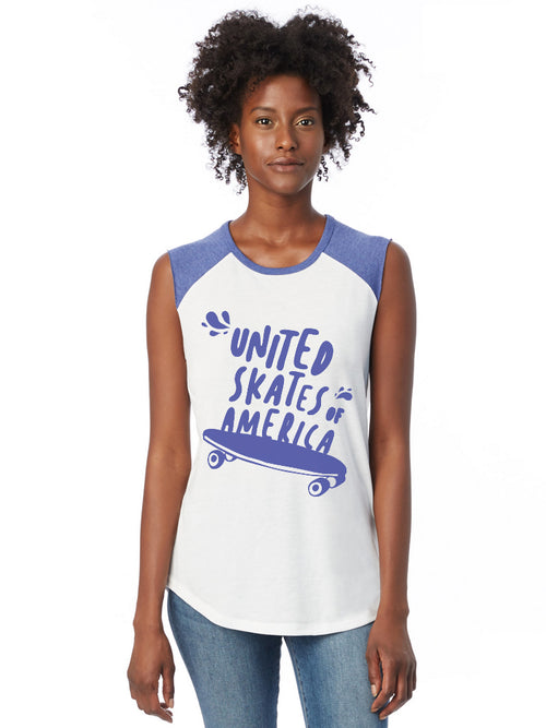 united skates of america skateboard patriotic july 4th blue tank top